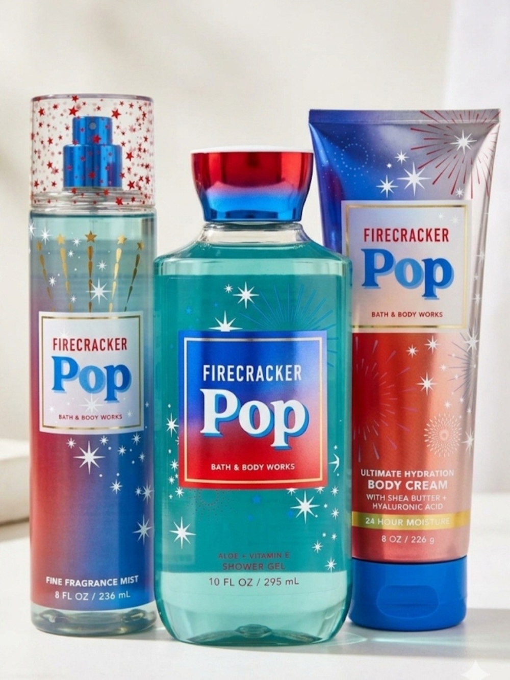 Bath & Body Works Firecracker Pop Bath & Body Set — Blue/Red